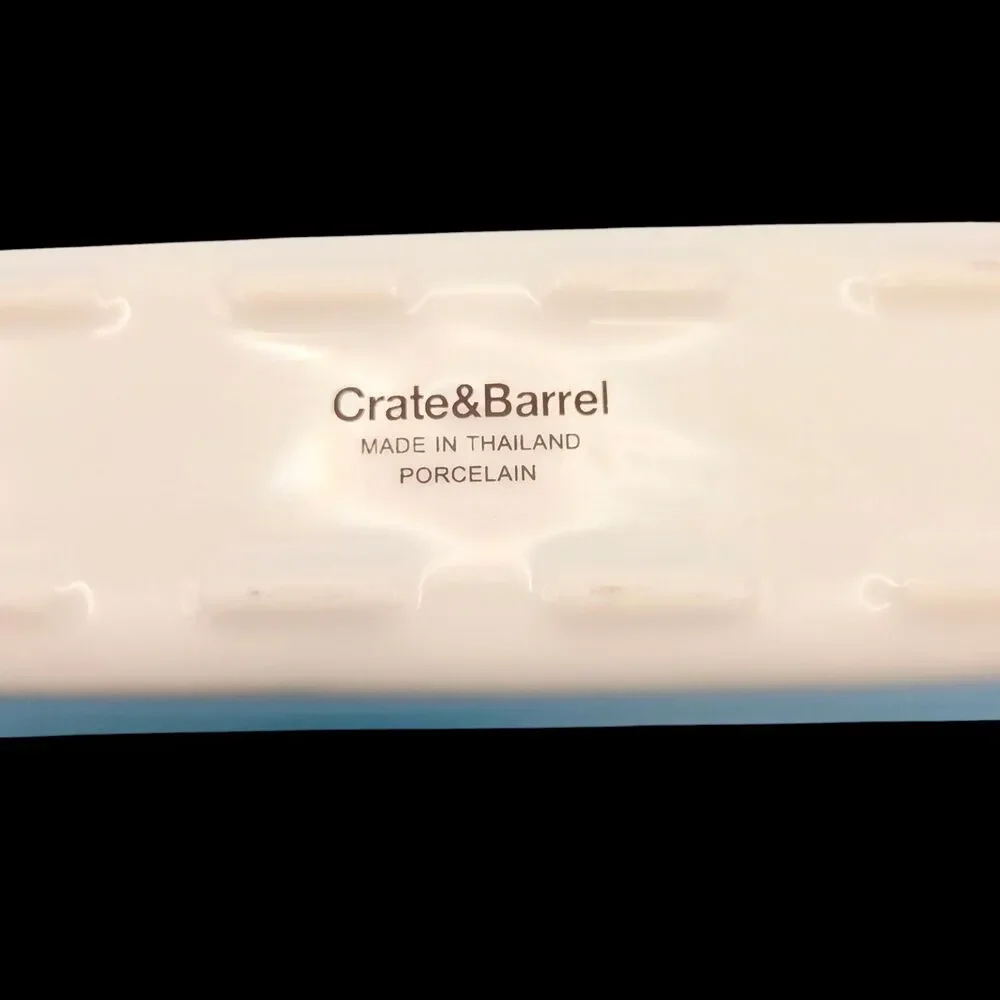 Crate & Barrel 5-Piece Appetizer Serving Set Wood Tray Porcelain Bowls